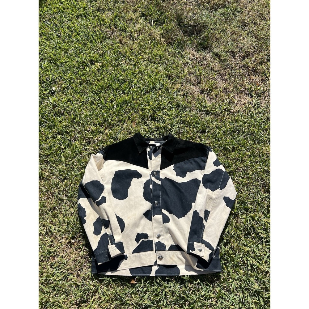 Vintage Cow Print Button down Jacket Womens Sz XL